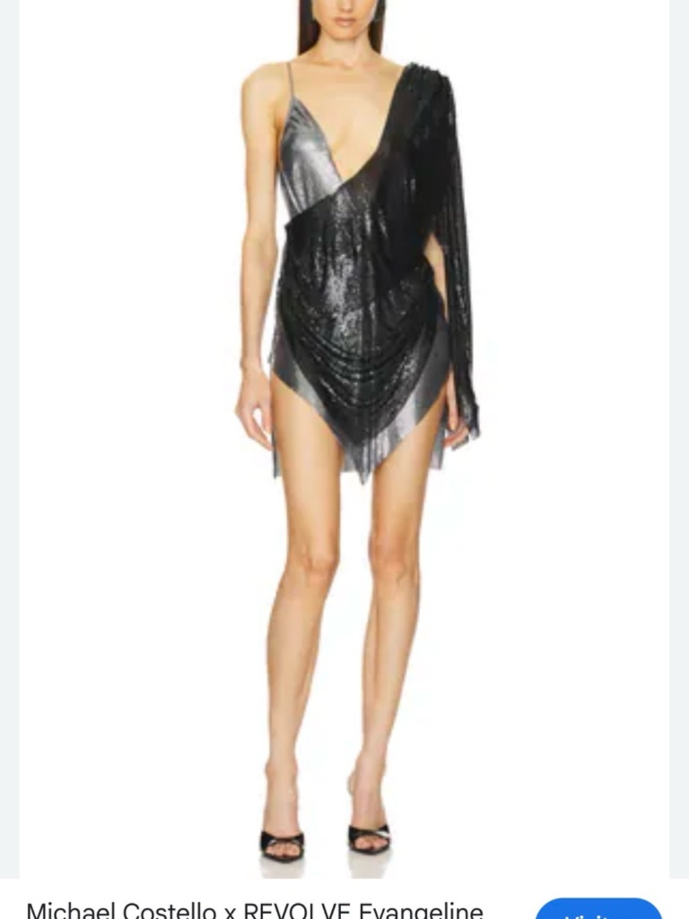 Evangeline Asymmetrical Fringe Mini Dress - Black & Silver